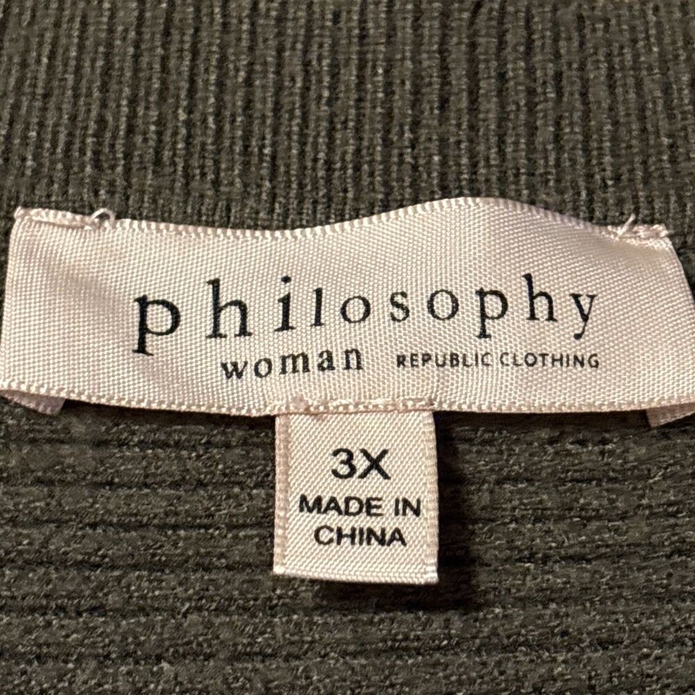 Women’s Philosophy Green Ribbed Dolman Sleeve Pullover Sweater Size 3X - Picture 3 of 6
